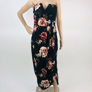 BELLE COUTURE STRAPLESS FLORAL PRINT MAXI DRESS SZ XL